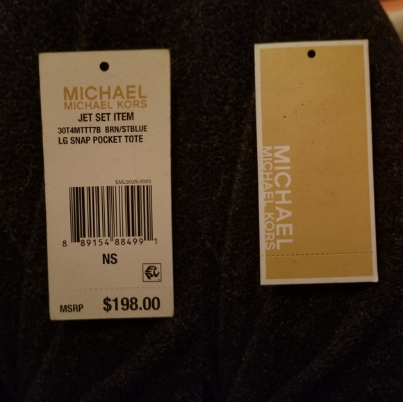 MICHAEL KORS JET SET BLUE/BROWN SIGNATURE TOTE EUC - Picture 4 of 8